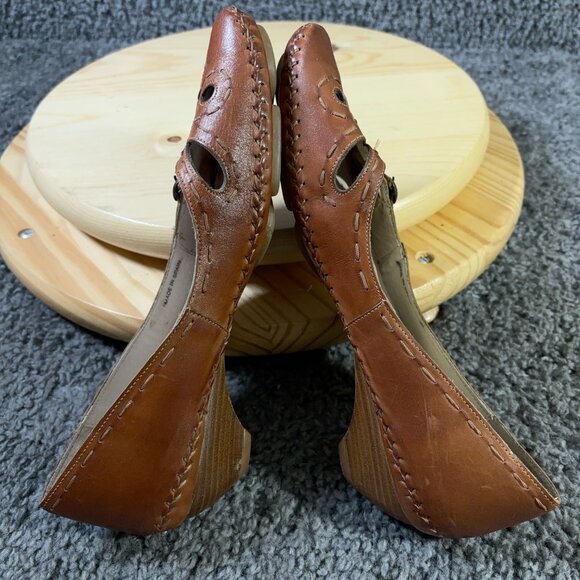 Pikolinos Jerez Loafer Womens Size 9 Brown Leather Wedge Heel Slip On Shoe Spain - Picture 6 of 9